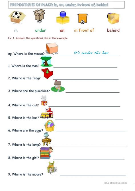 Prepositions Of Place English Esl Worksheets Prepositions Teaching