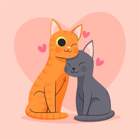 Free Vector Hand Drawn Valentines Day Animal Couple Kiss Illustration