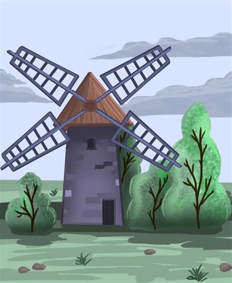 Draw a cute cartoon landscape by Anastasiadiu