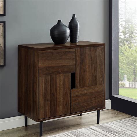 Welwick Designs 30 In Dark Walnutnavy Interior Modern Accent Cabinet