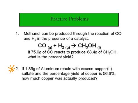 Percentage Yield Science Chemistry Chemical Reactions