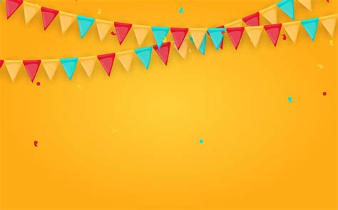 Banner With Garland Of Flags And Ribbons Holiday Party Background For