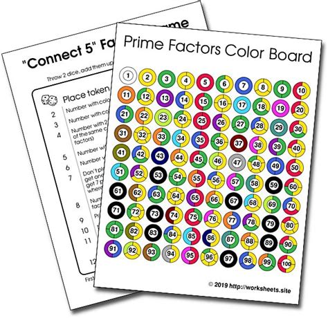 Factoring Game. Ink Friendly Prime Climb Hundred Chart. Printable Math