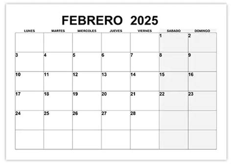 Calendario Febrero 2025 Calendariossu