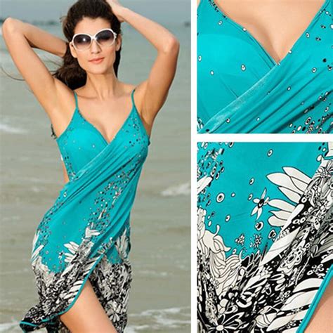 Eas Women Sexy Summer Beach Dress Sarong Print Sexy Wrap Pareo Holiday Dresses In Dresses From