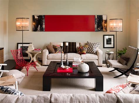 Red Living Rooms Design Ideas Decorations Photos