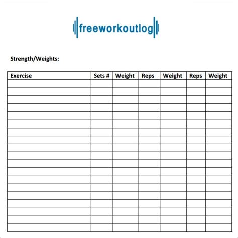workout log templates   ms word