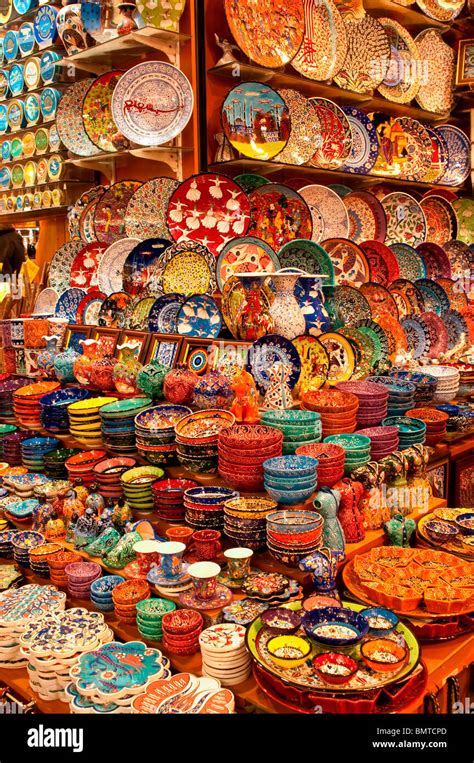 Istanbul Turkey The Grand Bazaar A Shop Selling Handmade Plates