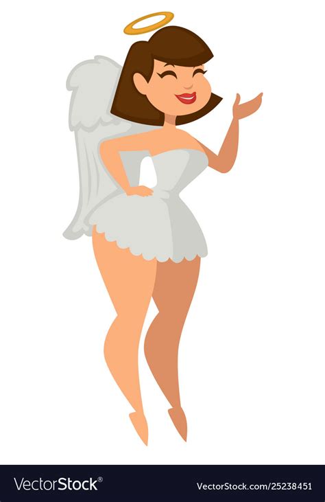 Woman In Sexy Angel Costume With Wings And Halo Vector Image