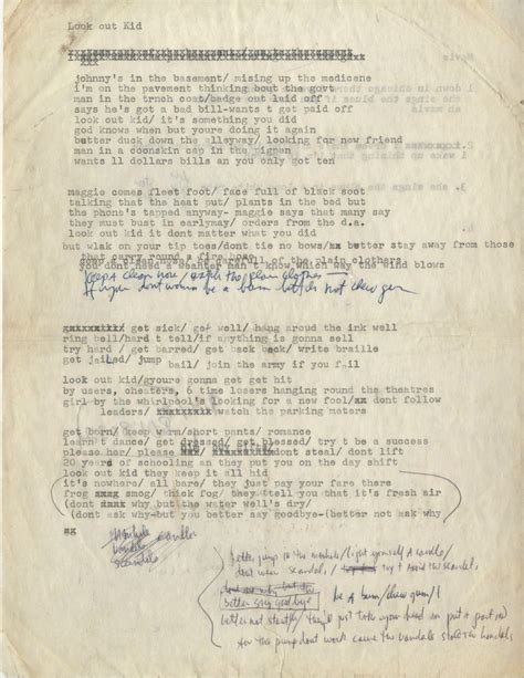 Subterranean Homesick Blues Typewitten By Bob Dylan W Handwritten