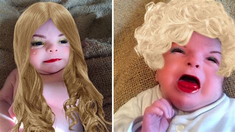 Photos Mom Creates Bizarre Photos Of 7 Week Old Son Using Makeup App