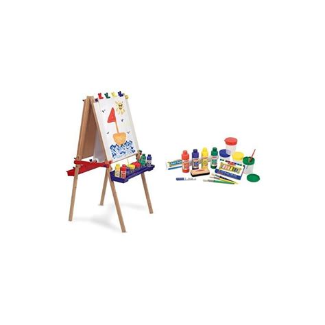 Melissa And Doug Deluxe Wooden Standing Art Easel And Easel Accessory Set