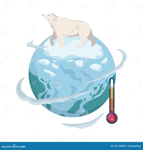 Global Warming Concept Polar Bear On Melting Ice Stock Vector