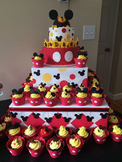 I can't wait to display this at my sons birthday party & smash cake shoot ❤️. Mickey Mouse first birthday cake | Mickey mouse birthday ...