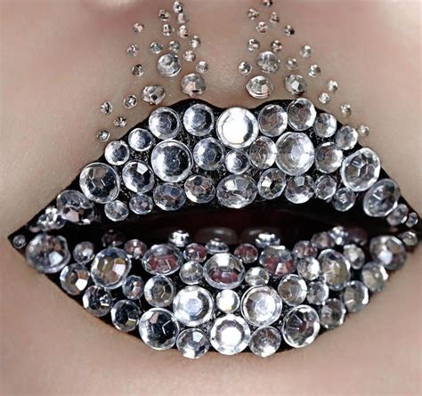 Rhinestones Lip Art By Theminaficent Instagram Lip Art Lip Art