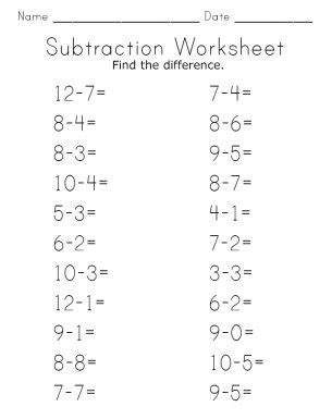 subtraction worksheet math worksheets kindergarten math practice