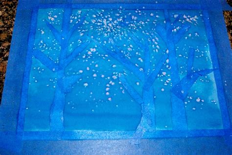 Kids Art Watercolor Winter Trees Happiness Is Homemade