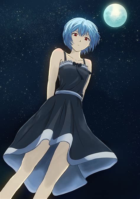 Miraioranji Ayanami Rei Neon Genesis Evangelion Highres 1girl Bare Shoulders Blue Hair