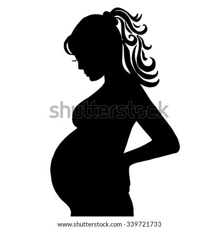 Pregnant Naked Woman Silhouette Illustration Stock Vector Shutterstock
