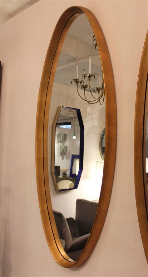 Mid Century Modern Gold Leaf Oval Mirrors For Sale At 1stdibs