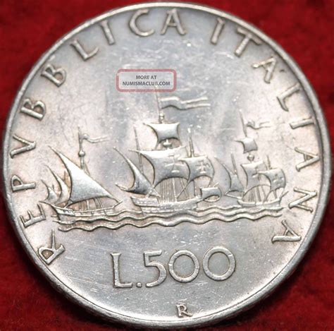 1958 Italy Silver 500 Lira Foreign Coin Sh