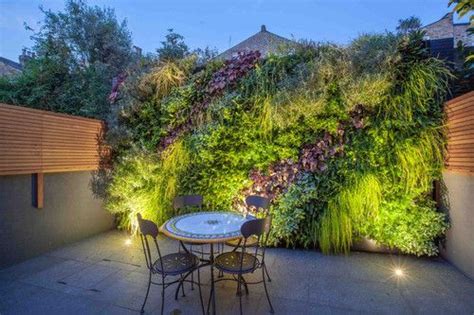 Living Wall With Lighting Lush Green Living Wall With