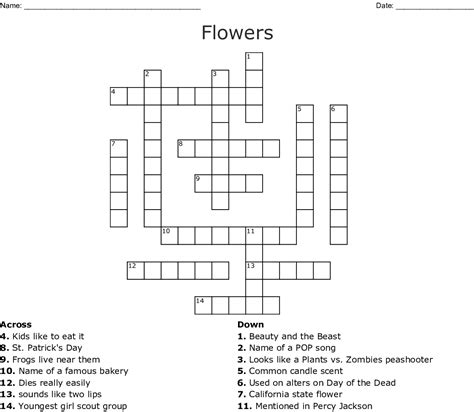 They range from nevada, southern california, through new mexico and arizona to northern mexico and west texas. Flowers Crossword - WordMint