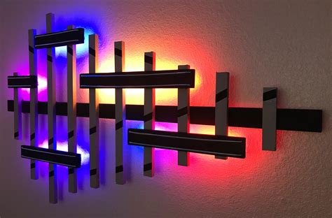 Artist Store Modern Wall Art With Led Backlights And El Wire Accent