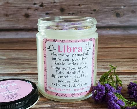 Libra Candle Zodiac T For Libra Candles With Crystals Etsy
