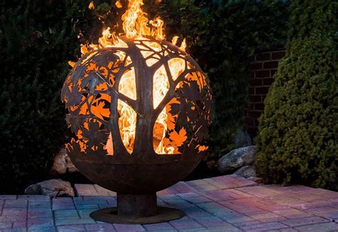 Blowing Leaf Fire Sphere Large Fire Pit Globe Wood Burning Fire Pit