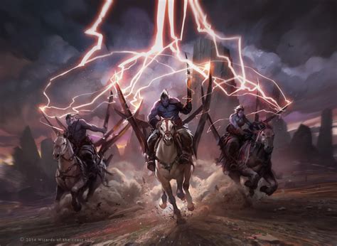Three Horsemen Digital Wallpaper Fantasy Art Warrior Horse Hd