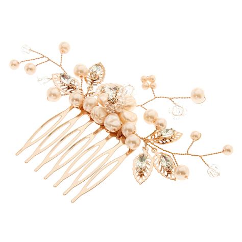 Blush Faux Pearl Flower Hair Comb Claires