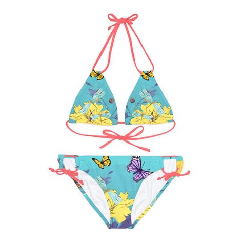 Floral Bikini Strappy Bikini Butterfly Bikini Dragonfly Etsy