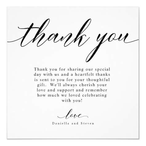 Classic Script Calligraphy Wedding Thank You Card Zazzle In