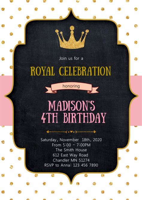Crown Princess Birthday Party Invitation Template Postermywall