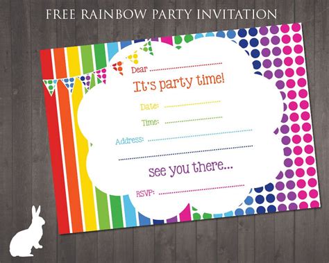 Free Rainbow Party Invitation Ruby And The Rabbit Birthday Party