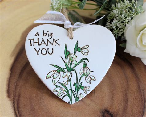 Thank You T Clay Hanging Heart Appreciation T Handmade Etsy