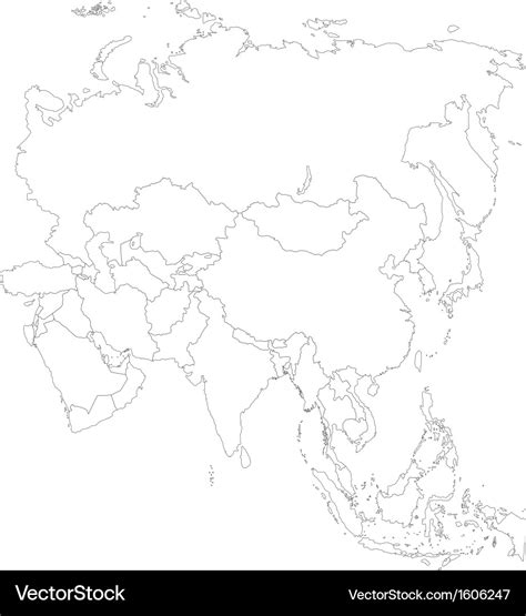 Outline Asia Map Royalty Free Vector Image Vectorstock