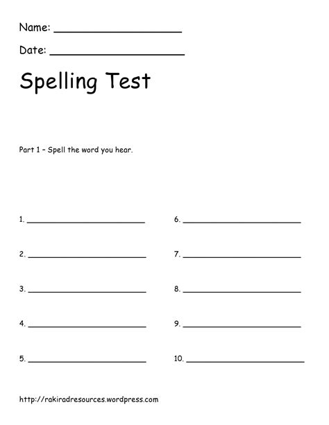 38 Printable Spelling Test Templates Word And Pdf Templatelab