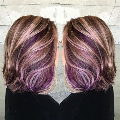 Short blonde hair purple streaks. Purple peekaboo hair color | Colorful Hair | Pinterest ...