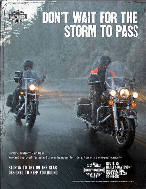 Your ability to stay safe and dry and get the most satisfaction out of riding in the rain comes. Rain Gear | Route 65 Harley-Davidson® | Indianola Iowa