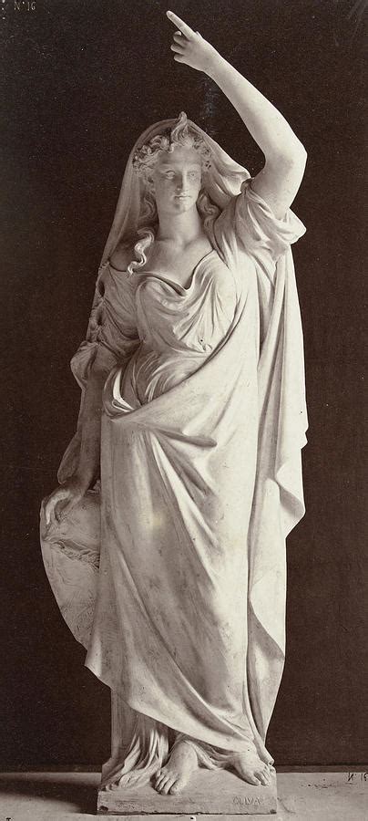 Marble Statue Of A Woman In Robe Partially Draped Drawing