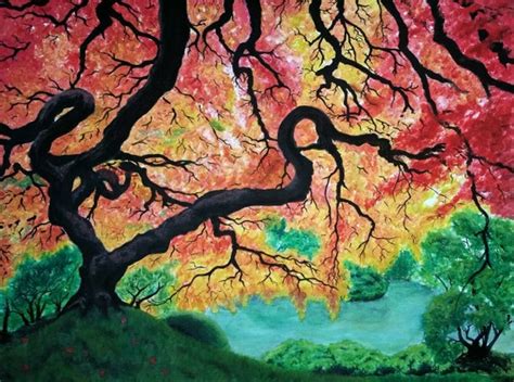 Japanese Maple Original Art Tree Canvas Wall Art 18 X