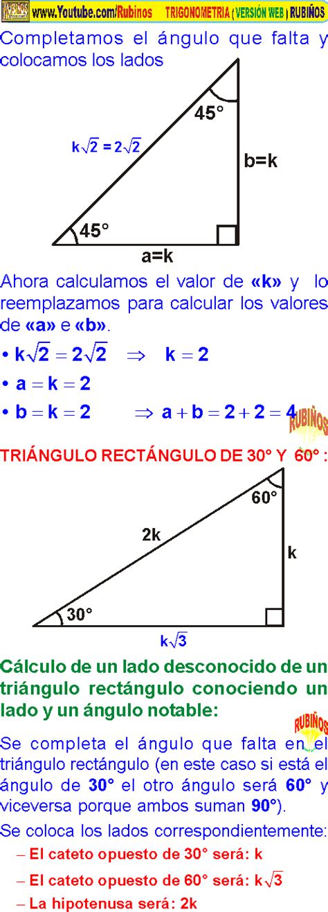 TriÁngulos De 30° Y 60° 45° Y 45° 37° Y 53° Razones TrigonomÉtricas