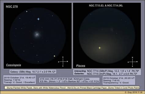 Galaxies Ngc 278 And Ngc 7714 15 Sketching Cloudy Nights