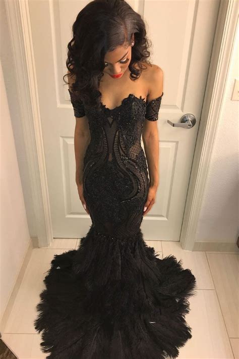 2021 Off The Shoulder Black Mermaid Prom Dresses Black Us6 In 2021
