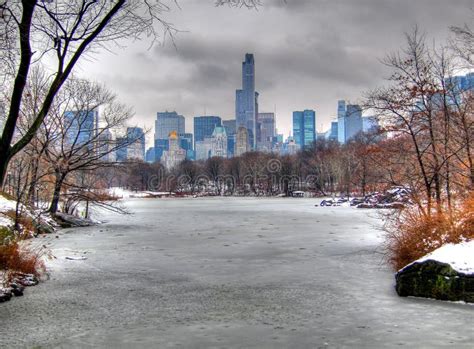 Central Park In Snow Manhattan New York City Stock Photo Image Of