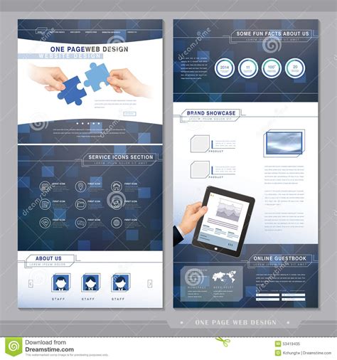 Technical One Page Website Template Design Stock Vector ... How much is adobe illustrator?