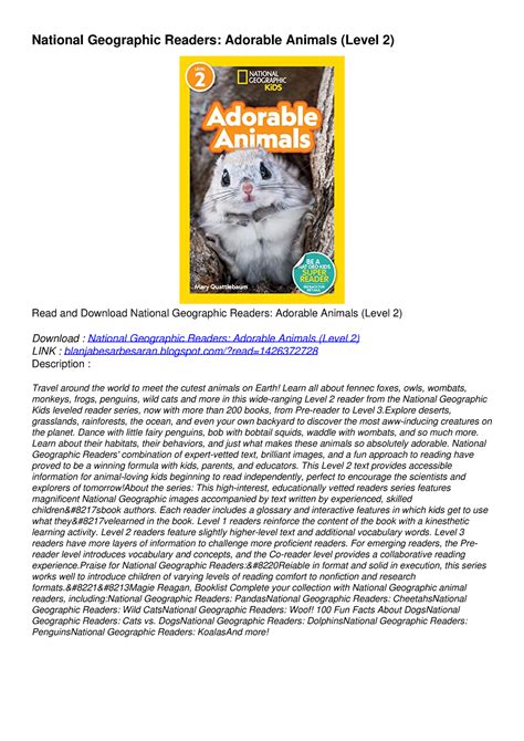 Epub Download National Geographic Readers Adorable Animals Level 2