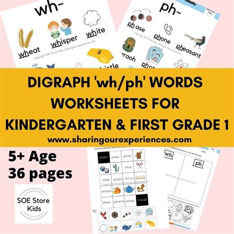 Digraph Whph Words Worksheets For Kindergarten And First Grade 1